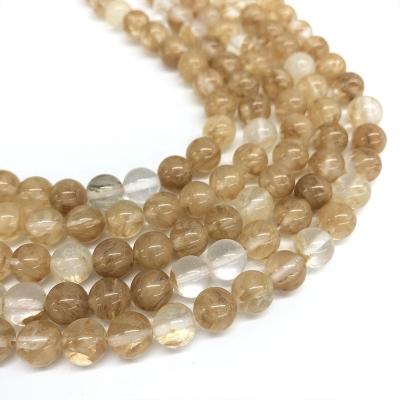 China Trendy Wholesale Natural Gem Round 8mm DIY Yellow Quartz Loose Beads Jewelry Bracelet Necklace for sale