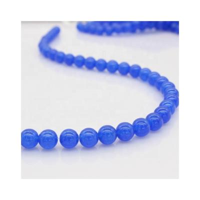 China Fashionable New Product Natural Stone Loose Beads 8mm 10mm Blue Jade Round Beads For Bracelet Production for sale