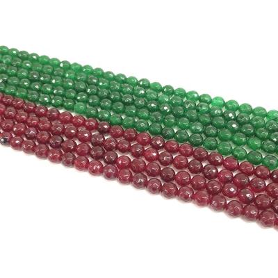 China Hot Cut Red Jade Gemstone Round Beads For Necklace DIY Loose beadsEarring Bead Jewelry Making Stone for sale