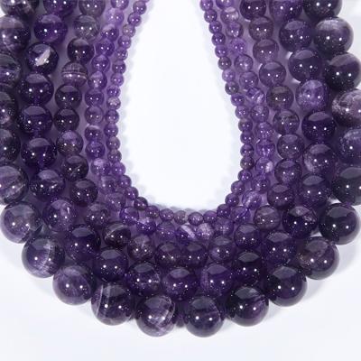 China Hot High Quality Natural Gemstone Amethyst Round Loose Beads For Jewelry Making for sale