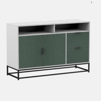 China Colorful Line Low MOQ Outdoor Pre-sale Line Outdoor Modern Wood End Melamine Table With Drawers Metal Legs Cabinet Bedside Nightstand Nightstand for sale