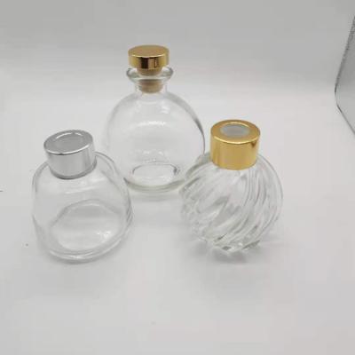 China Cute Household Products NJ Stripe 100ml Ball Shape Empty Glass Perfume Reed Diffuser Bottle Aroma Scent Clear for sale