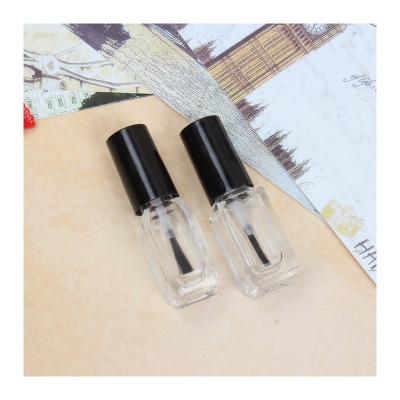 China 2021 Nail Polish Oil 5ml Transparent Clear Glass Nail Polish Bottle With Black Lid And Brush for sale