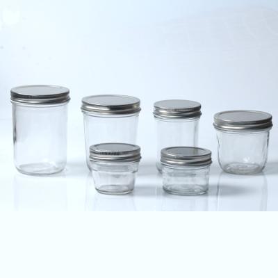 China Canned Food Factory Price Round Caviar Storage Clear Glass Jar Set With Lid For Food for sale