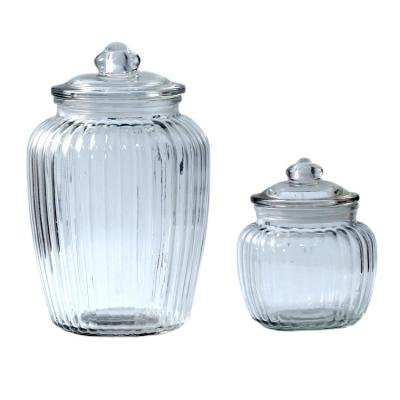 China Belly Glass Food Storage Jar Large Large Canned Food Hot Sale Kitchen with Glass Lid for sale