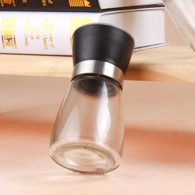 China Modern Freshness Preservation NJ Kitchen Tool 200ml Black Lid Around Package Empty Spice Bottle Seasoning Glass Grinder for sale