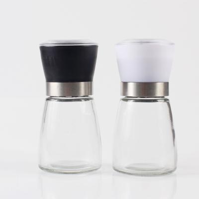 China Hot Sale 200ml Bottle Viable Manual Glass Pepper Grinder For Salt Peper Spice Glass Bottles for sale