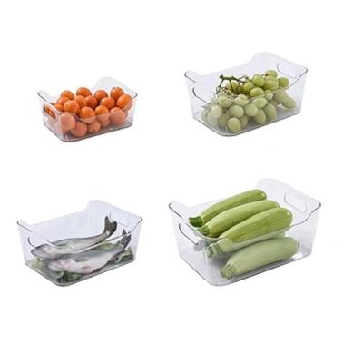 China Multi-Function Transparent Food Storage Box Freshness Keeping PET Kitchen Stackable Container Storage Box Clear Plastic Trash Bins for sale