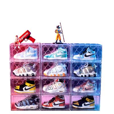 China New Arrival Viable Transparent Stackable Clear Shoe Box Magnetic Storage Plastic Container for sale