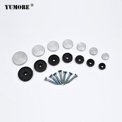 China Flat Industrial Accessories Glass Metal Screw Cover Mirror 14mm Diameter Black Screw Covers for sale