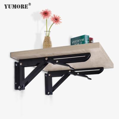 China Customized Fixed Wall Shelf Support Laptop Folding Black Shelf Brackets for sale