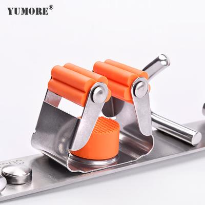 China YUMORE Sustainable Tool Organizer Kitchen Bathroom Wall Mounted 304 Stainless Steel Metal Broom Mop Holder for sale