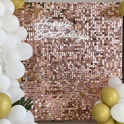 China event outdoor gold sequin shimmer round square wall for decoration 4d panels glitter backdrop balloon party decoration for sale