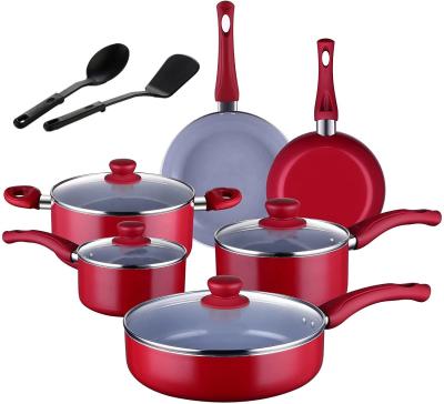 China Durable Shardon Custom LOGO 12 Pcs Non Durable Pressed Stick Kitchen Cookware Aluminum Set for sale