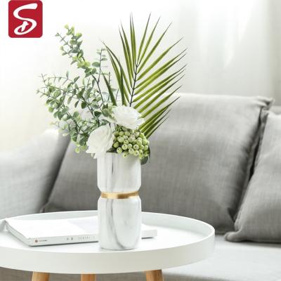 China Plant Home Minimalist Shardon Vase Style Ceramic Pot Modern Marble Decorative Table Vase for sale