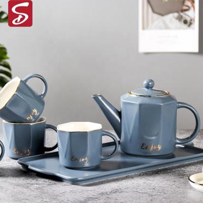 China Agriculture Shardon Logo High Quality European American Custom Style Cheap Price Coffee Tea Sets Porcelain Teapot Set For Restaurant for sale