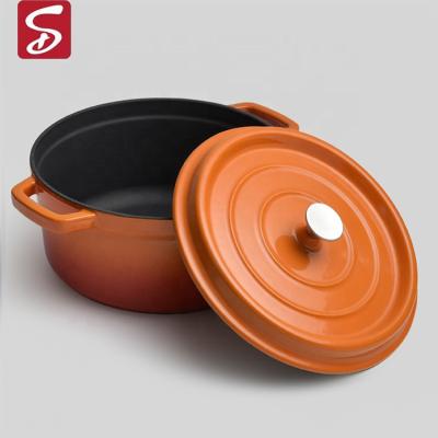 China Sustainable Shardon Glaze Cast Iron Cookware Sets Round Pot Cast Iron Casserole Dish Cast Iron Meat Pot for sale