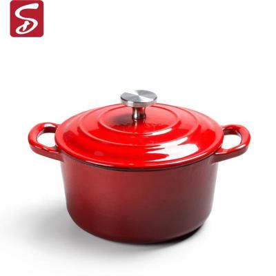 China Home Living Kitchen Colorful Cast Iron Shardon Soup Pot Red Pink Blue Cookware for sale