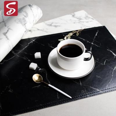 China Shardon Place Mats Faux Marble Laether PU Sustainable Place Mats, Stain Resistant For Resonant Room Kitchen Table Decor for sale