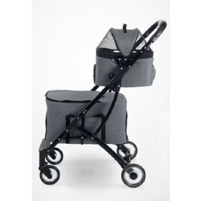 China Double Layer Design Pet Trolleys Stable 4 Wheels Pet Stroller Sustainable Dog Cat Stroller for sale