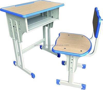 China Adjustable desk /strong (furniture) school table and chair, Werzalit board /Metal tube school furniture. for sale