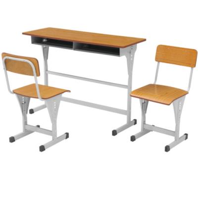 China Simple Modern Double Student Desk Chair With Laminate Plywood Table For General School Furniture Use for sale