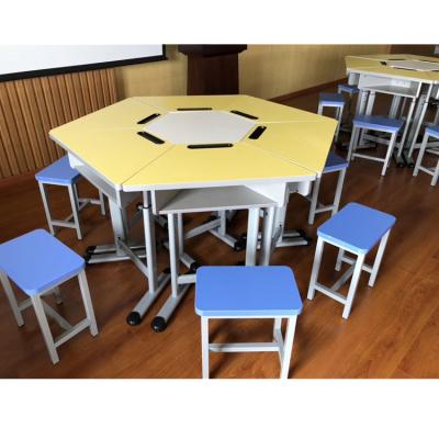 China Strong New Design School Furniture /combination Student Desks And Chairs With Different Shapes School / College Furniture for sale