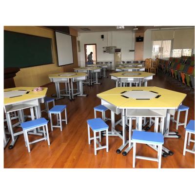 China Strong New Design Combination Student Desks And Chairs With Different Shapes University School Furniture for sale