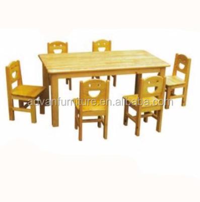 China Hot Sale Popular Used School Furniture Kindergarten Solid Wood Desks And Chairs for sale