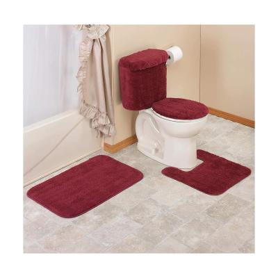 China Designer Washable Custom Sublimation Premium Bathroom Mats 5 Piece Covers Set Anti Slippery Water Proof Washable Bathroom Covers for sale