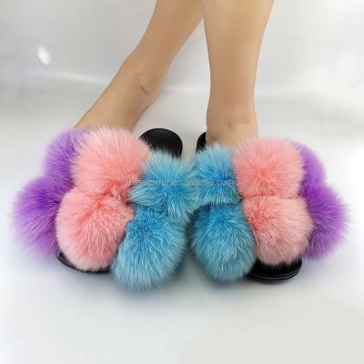 China Brand New Fashion Trend Furry Ball Slippers For Women Lady for sale