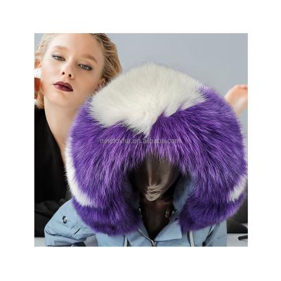 China Fashion Mix Color Fox Fur Collar Oversized Fur Trim For Coat for sale