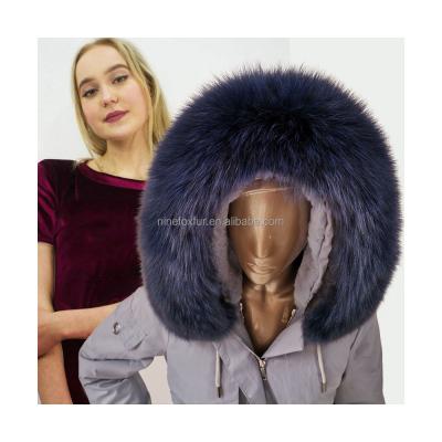 China Fashion Hood Trim Faux Fur Collar Faux Fur Strips Blue Fox Fur for sale