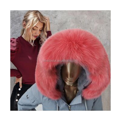 China Fashion Women's Fur Collars Pink Fox Fur Collar Strips Coat Fur Trim for sale