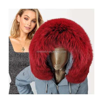 China Fashion Winter Fur Collar Fox Fur Bands Detachable Fur Trim Pink for sale