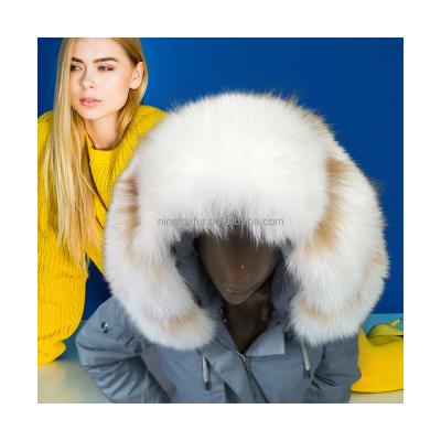 China Fashion Girls Fur Collar Artificial Fur Trimming Big Fox Fur Collar for sale