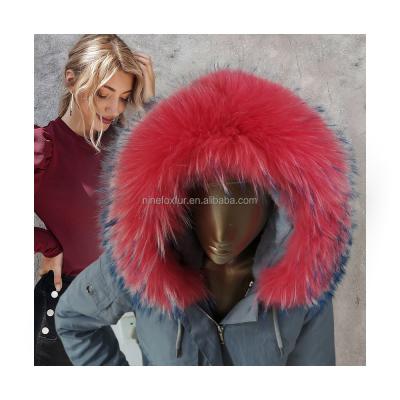 China Fashion Long Faux Raccoon Fur Collar Pink Faux Fur Bands Faux Fur Trim for sale