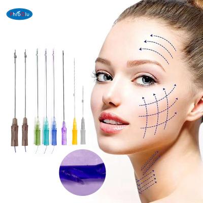 China beauty salon pcl wires for nose pcl tooth wire 18g100mm for barbed line material of cheeks tooth pcl wire face lifting 3d v for sale