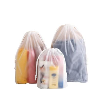 China Reusable Sample PVC Clear Custom Available Printed Drawstring Large Travel Cosmetic Organizer Bag Makeup for sale