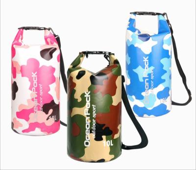 China Large Outdoor Pink Camouflage PVC Tarpaulin Waterproof Floating Polyester Water Dry Bag Waterproof Floating Foldable Backpacks For Women Men for sale