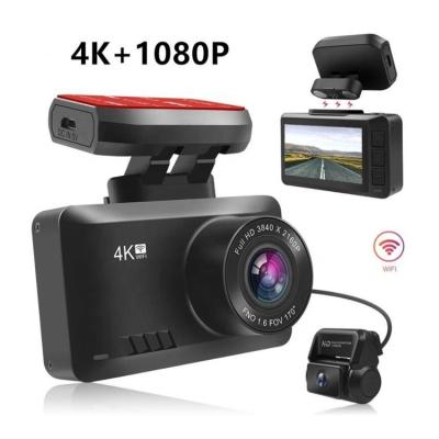 China Bracket Mount Relee 4K Car Cam 2160P Magnetic High Resolution Twin Dash Camera 2K UHD Dual Wide 170 Degree Auto Cam Video Recorder With Rear Cam for sale