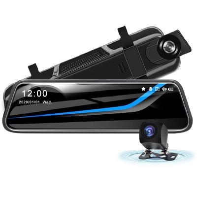 China G-sensor 10 Inch Dual Lens Car Streaming Rearview Mirror Dash Cam DVR Camera 1296P Auto Video Recorder with Rear View Camera for sale