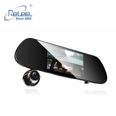 China NEW G-sensor Cam Three Dash Mirror Camera 5inch IPS Video Files 5inch IPS Screen Rear View Mirror Camera Triple Lens Car Mirror Camera for sale