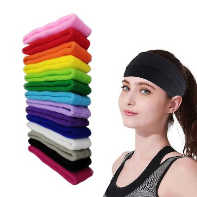 China Wholesale Sports Friendly Materials Outdoor Breathable Cotton Colorful Band Absorb Logo Sweatband Sports Headbands Custom Wristband Sweat for sale