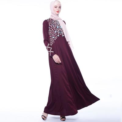 China Wholesale Fashion Embroider Abaya Dubai Sparkle Long Robe Skirt Turkish Kaftan Dresses Muslim Islamic Clothing Arabic Ethnic Robe 9712 for sale