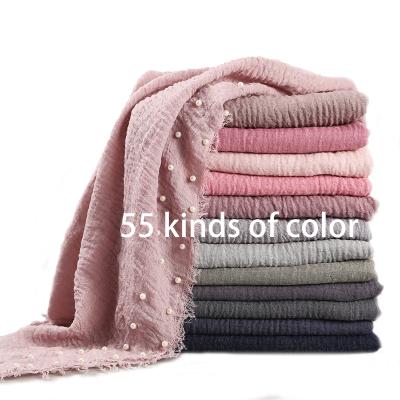 China Multifunctional Wholesale Cotton Pearl Hood Soft Shawl Winter Hijab Muslim Scarf For Women for sale