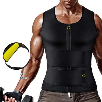 China New Arrival Antibacterial Hot Neoprene Sauna Crazy Sweat Vest Slimming Body Shaper Vest Waist Trainer For Men for sale