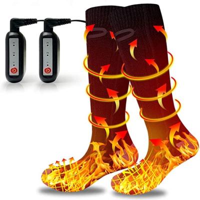 China Winter Sweat-absorbent Thick Outdoor Ski Thermal Electric Rechargeable 3.7V Battery Heated Increase Crew Socks Comfortable Wool Increasing Sock For Women Men for sale