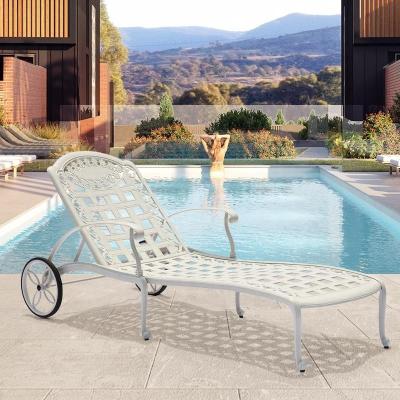 China Outdoor Pool Aluminum Lounge Chairs Patio Furniture Cast Aluminum Chaise Lounge Chair for sale