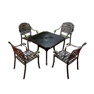 China Waterproof Rustproof Outdoor Adjustable Height Cast Aluminum Barbecue Tables Set for sale